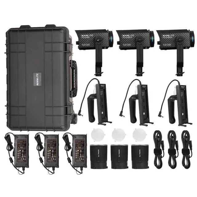 Alt view image 8 of 11 - Nanlite Forza 60CR RGBLAC LED Spotlight with CRMX (3-Light Kit)