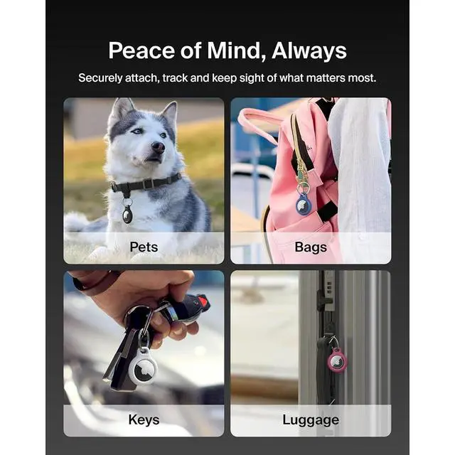 Alt view image 8 of 12 - Belkin Secure Holder with Key Ring for AirTag 4-Pack Model MSC001BTBK