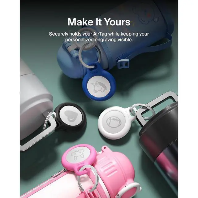 Alt view image 12 of 12 - Belkin Secure Holder with Key Ring for AirTag 4-Pack Model MSC001BTBK