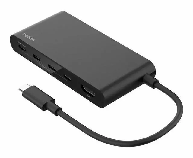Main image of Belkin 5-Port USB-C Hub - USB-C to 4x USB-C, 1x4K HDMI - 10 Gbps - 100W - Docking Station - Black - AVC021fqBK