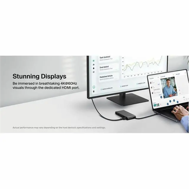 Alt view image 14 of 14 - Belkin 8-Port USB-C Hub 2xUSB-A, 2xUSB-C, 1xHDMI, 1xEthernet, 1xSD Reader, 1xMicroSD Reader Grey Model INC024FQSGY