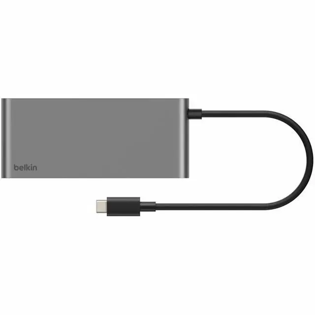 Alt view image 10 of 14 - Belkin 8-Port USB-C Hub 2xUSB-A, 2xUSB-C, 1xHDMI, 1xEthernet, 1xSD Reader, 1xMicroSD Reader Grey Model INC024FQSGY