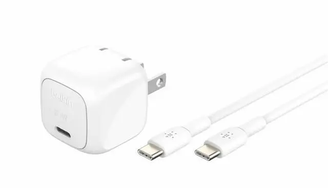 Alt view image 8 of 14 - Belkin 30W Portable USB-C Wall Charger 1xUSB-C (30W) Fast Charge Power Adapter w/ USB-C to USB-C Cable -White Model WCA008DQ1MWH-B6