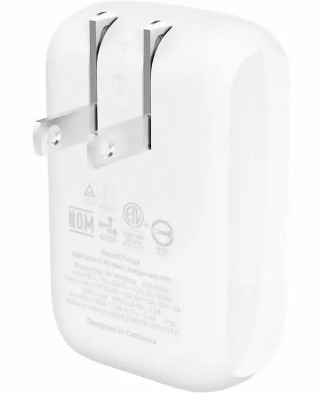 Alt view image 8 of 12 - Belkin 42W Boost Charge Dual Wall Charger Model WCB009DQWH