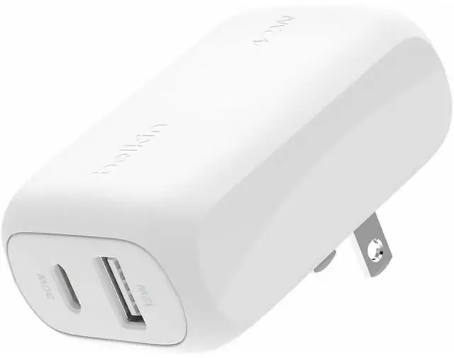 Alt view image 11 of 12 - Belkin 42W Boost Charge Dual Wall Charger Model WCB009DQWH