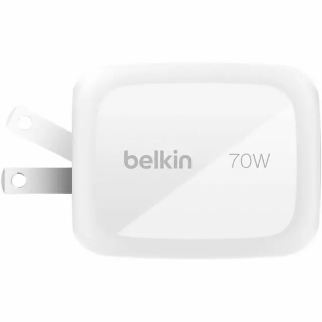 Alt view image 9 of 14 - Belkin 70W GaN 3-Port USB Wall Charger 1xUSB-A, 2xUSB-C - Foldable Prongs Power Adapter White Model WCH018DQWH