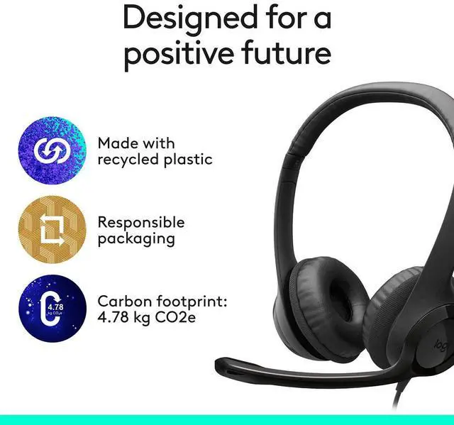Alt view image 15 of 15 - Logitech H390 USB Type C Noise Cancelling Computer Headset - Black