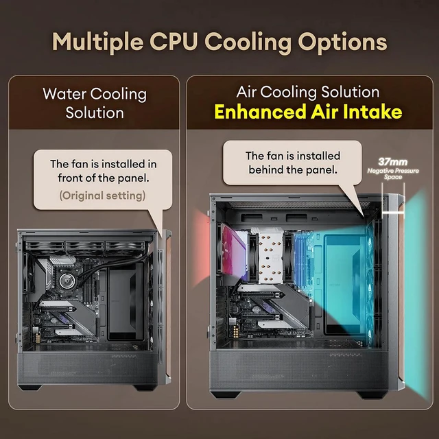 Alt view image 6 of 7 - Okinos Cypress 7 Genuine Walnut Wood Tempered Glass ATX Mid-Tower Computer Case, Black