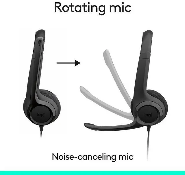 Alt view image 11 of 15 - Logitech H390 USB Type C Noise Cancelling Computer Headset - Black