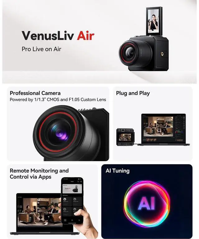Alt view image 6 of 8 - Hollyland VenusLiv Air All-in-One Live Streaming Camera