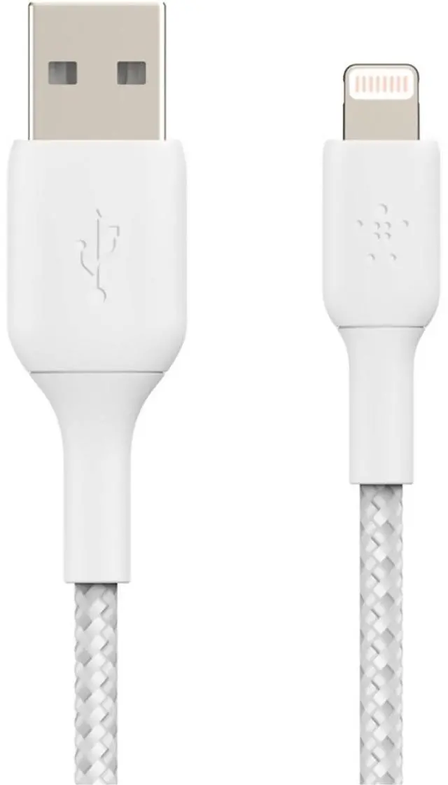Alt view image 7 of 10 - BELKIN CAA002bt1MWH BOOST CHARGE White Braided Lightning to USB-A Cable 3.28 ft. (1 m)