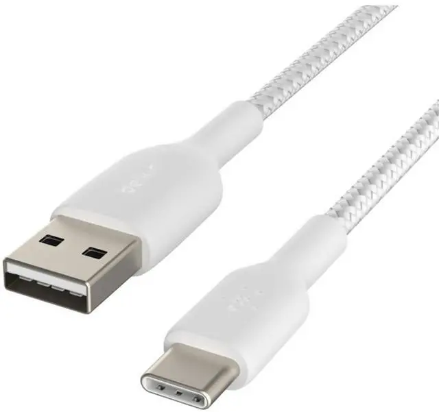 Alt view image 18 of 20 - Belkin Braided USB-C to USB-A Cable (2m / 6.6ft, White) CAB002BT2MWH