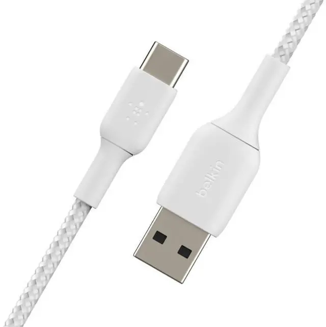 Alt view image 19 of 20 - Belkin Braided USB-C to USB-A Cable (2m / 6.6ft, White) CAB002BT2MWH