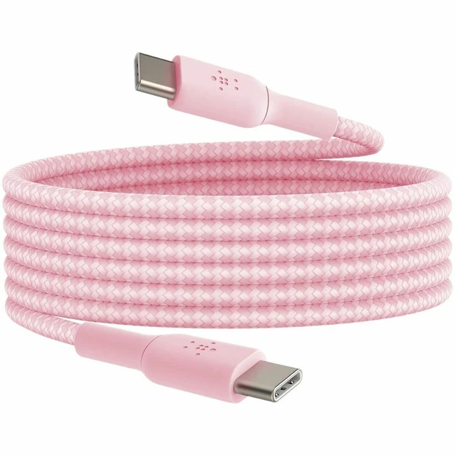 Main image of Belkin BoostCharge Braided 6.6' 60W USB-C to USB-C Cable, Pink