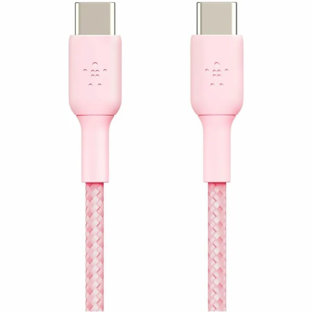 Alt view image 2 of 5 - Belkin BoostCharge Braided 6.6' 60W USB-C to USB-C Cable, Pink