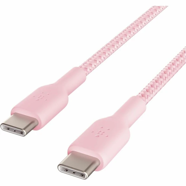 Alt view image 4 of 5 - Belkin BoostCharge Braided 6.6' 60W USB-C to USB-C Cable, Pink