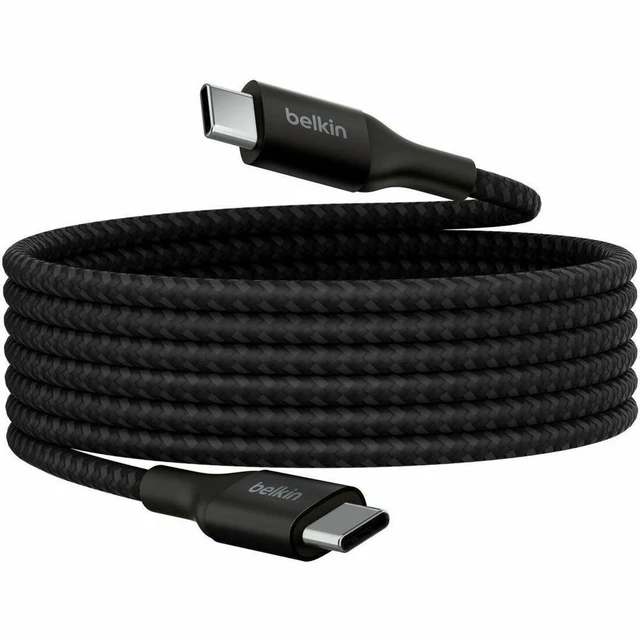 Main image of Belkin 240W USB-C to USB-C Cable - 480 Mbps - Nylon, Braided - M/M - 2m/6.6ft - Black - CAB015bt2MBK
