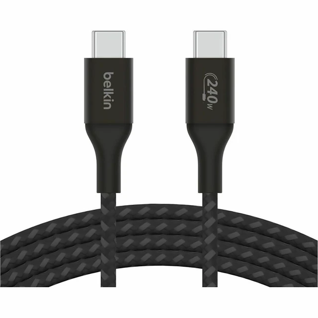 Alt view image 2 of 7 - Belkin 240W USB-C to USB-C Cable - 480 Mbps - Nylon, Braided - M/M - 2m/6.6ft - Black - CAB015bt2MBK