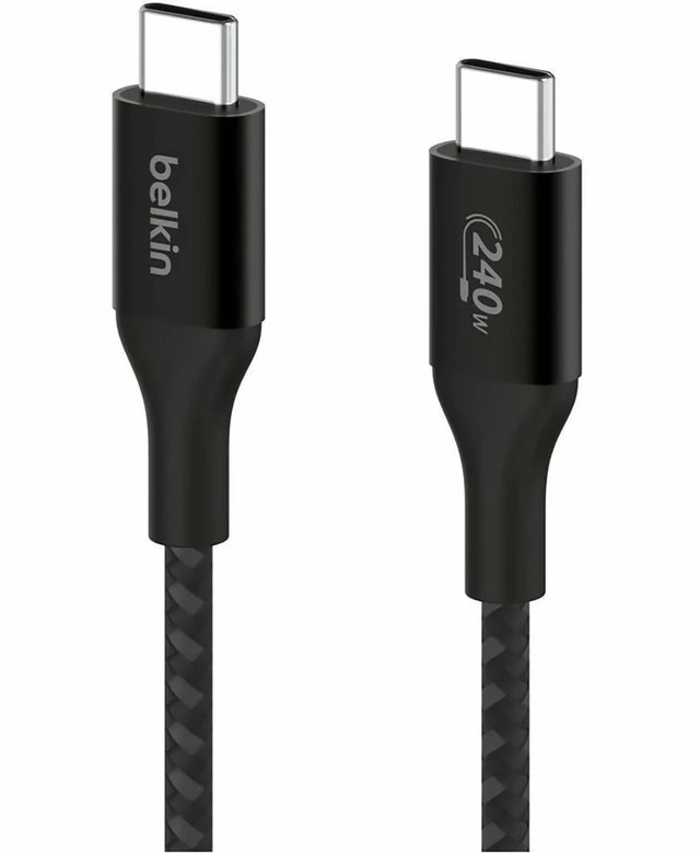 Alt view image 4 of 7 - Belkin 240W USB-C to USB-C Cable - 480 Mbps - Nylon, Braided - M/M - 2m/6.6ft - Black - CAB015bt2MBK