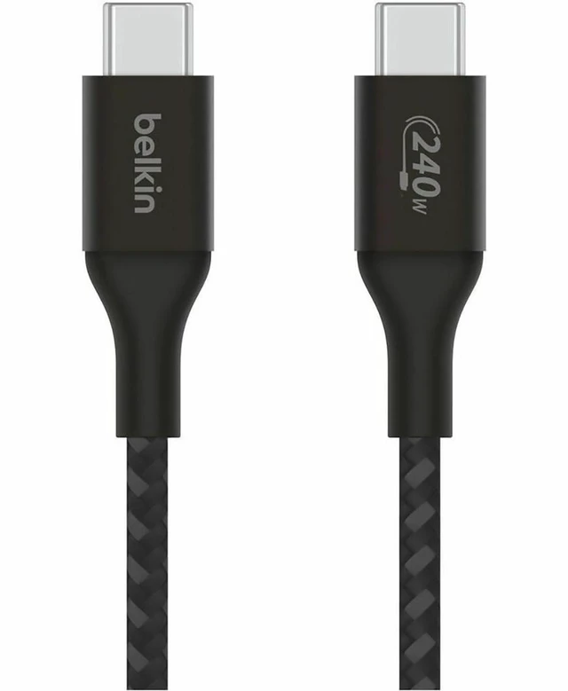 Alt view image 3 of 7 - Belkin 240W USB-C to USB-C Cable - 480 Mbps - Nylon, Braided - M/M - 2m/6.6ft - Black - CAB015bt2MBK