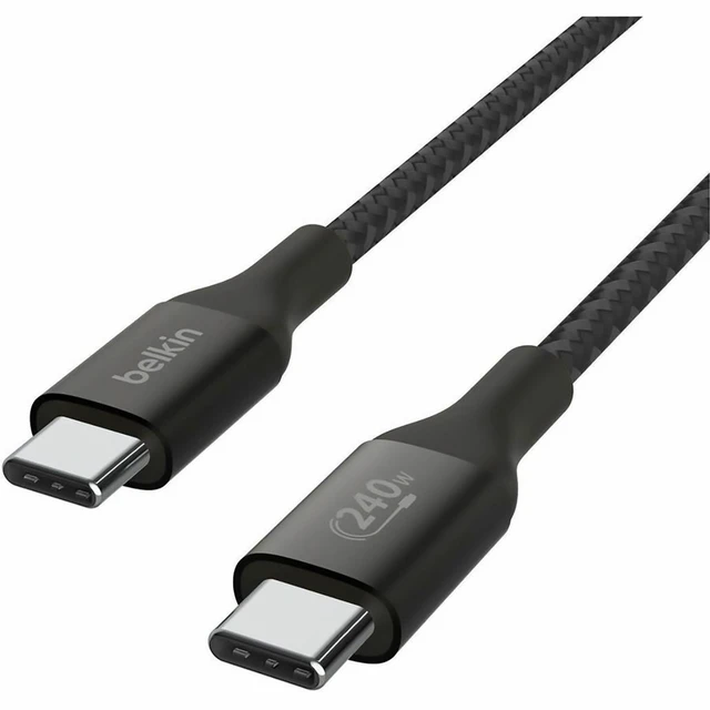 Alt view image 5 of 7 - Belkin 240W USB-C to USB-C Cable - 480 Mbps - Nylon, Braided - M/M - 2m/6.6ft - Black - CAB015bt2MBK