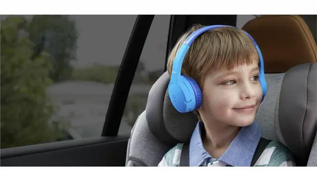 Alt view image 20 of 20 - Belkin Wireless Bluetooth On-Ear Headphones for Kids w/ Mic - 85dB Limit - w/ USB-C Cable - Headset - Blue - Stereo - Mini-phone (3.5mm) - Wired/Wireless - Bluetooth - On-ear, Over-the-head - Binaural