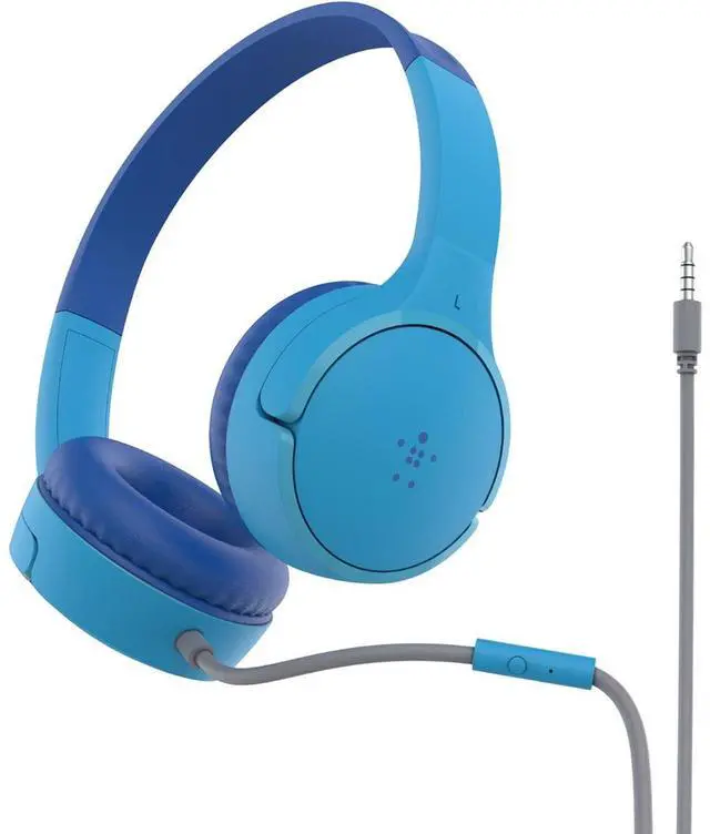 Alt view image 15 of 20 - Belkin SoundForm Mini Wired On-Ear Headphones for Kids - Stereo - Mini-phone (3.5mm) - Wired - On-ear, Over-the-head - Binaural - Ear-cup - Blue