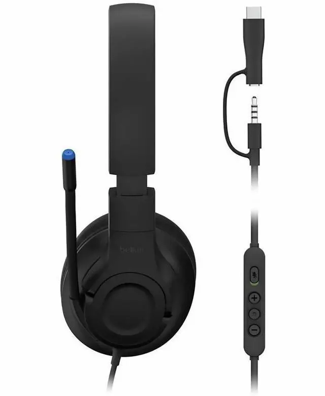 Alt view image 16 of 18 - Belkin SoundForm Inspire high-quality Wired Over-Ear Headset for Kids - Black