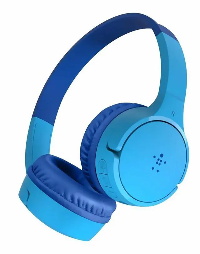 Alt view image 15 of 20 - Belkin Wireless Bluetooth On-Ear Headphones for Kids w/ Mic - 85dB Limit - w/ USB-C Cable - Headset - Blue - Stereo - Mini-phone (3.5mm) - Wired/Wireless - Bluetooth - On-ear, Over-the-head - Binaural