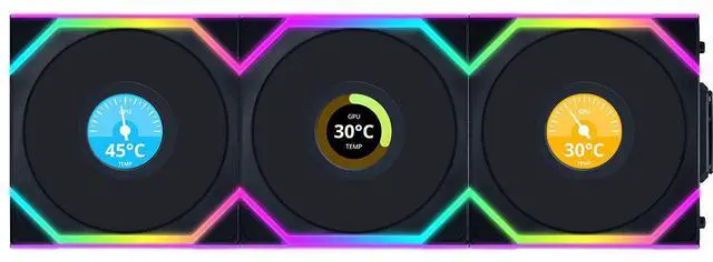 Alt view image 7 of 13 - Lian Li UNI Fan SL LCD Wireless (Reverse Blade) 120mm ARGB Fan - Triple Pack - 1.6" LCD Display - 2.4 GHz Wireless Signal for RGB & Fan Control - Controller Included & Required - Black(12RSLLCD1W3B)