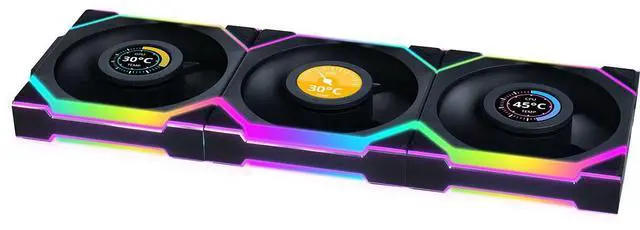 Alt view image 8 of 12 - Lian Li UNI Fan SL LCD Wireless 120mm ARGB Fan - Triple Pack - 1.6" LCD - 2.4 GHz Wireless Signal for RGB & Fan Control - Daisy-Chain Design - Controller Included and Required - Black (12SLLCD1W3B)