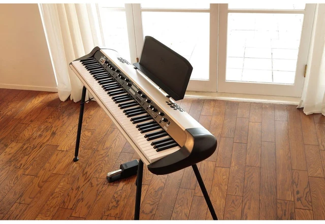 Alt view image 4 of 7 - Korg SV-2 88-Key Expanded Stage Vintage Piano with Speakers in Vintage Creme & Music Stand