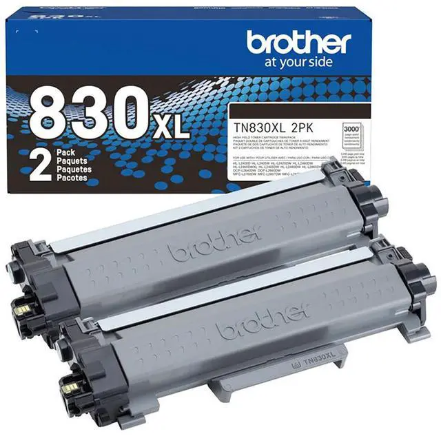 Alt view image 3 of 3 - Brother Genuine TN830XL2PK Black High Yield Printer Toner Cartridge 2-Pack