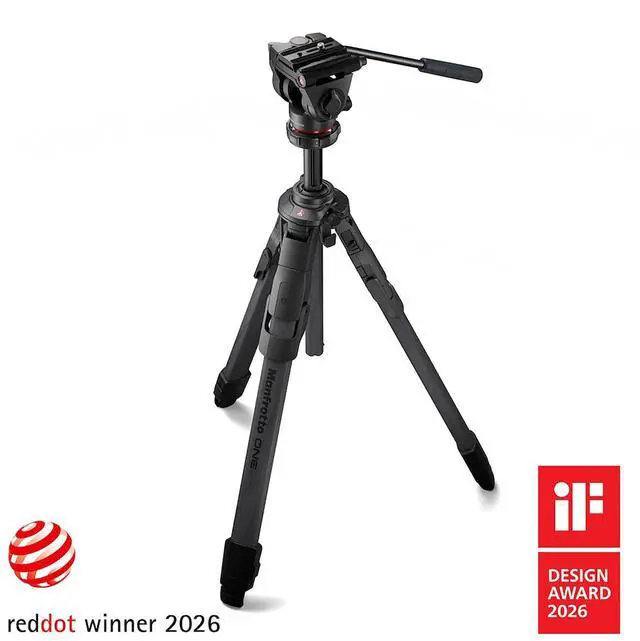 Main image of Manfrotto 500X Fluid Video Head with ONE Carbon Fiber Hybrid Video Tripod