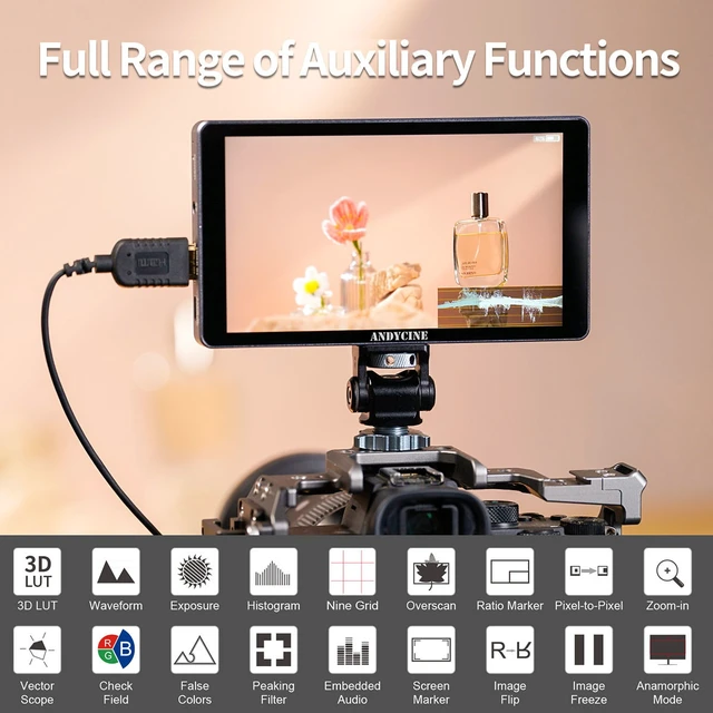 Alt view image 4 of 7 - AndyCine X5L 6" High-Brightness Camera Field Monitor with Built-In Battery