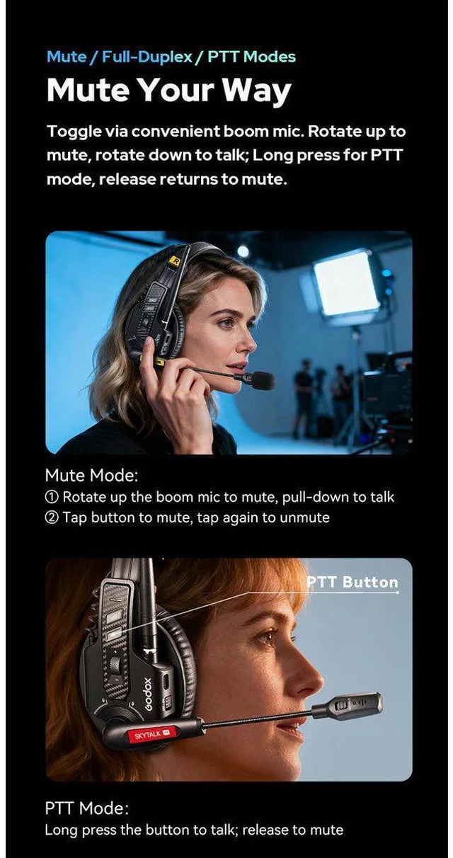 Alt view image 7 of 7 - Godox SkyTalk Air 5S 5-Person Full-Duplex Wireless Intercom Headset System