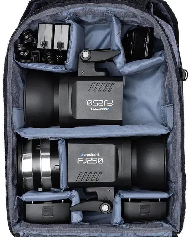 Alt view image 3 of 3 - Westcott FJ250 250W Strobe 2-Light Backpack Kit with FJ-X3 S Wireless Trigger for Sony Cameras
