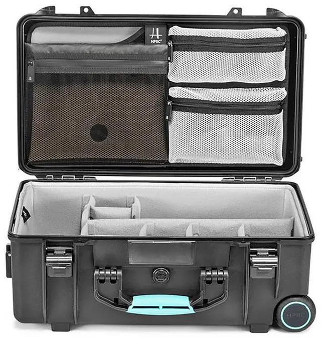 Main image of HPRC 2550 Wheeled Hard Case with Second Skin & Lid Organizer, Black/Blue Bassano