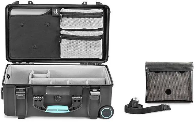 Alt view image 3 of 7 - HPRC 2550 Wheeled Hard Case with Second Skin & Lid Organizer, Black/Blue Bassano