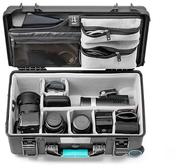 Alt view image 4 of 7 - HPRC 2550 Wheeled Hard Case with Second Skin & Lid Organizer, Black/Blue Bassano