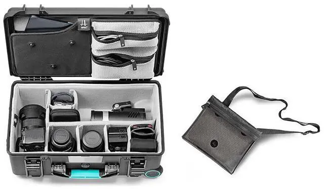 Alt view image 5 of 7 - HPRC 2550 Wheeled Hard Case with Second Skin & Lid Organizer, Black/Blue Bassano