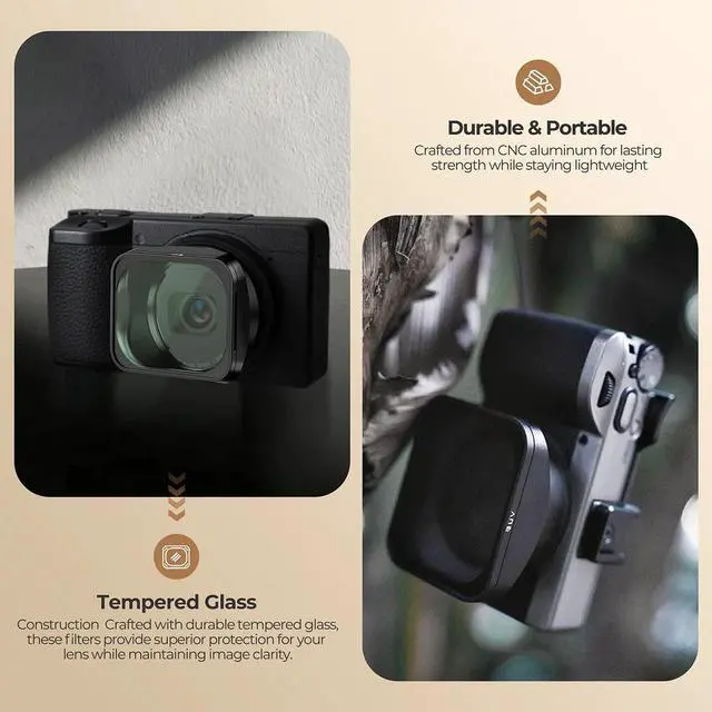 Alt view image 4 of 7 - Freewell Lens Hood w/CPL, UV, Glow Mist 1/4 Filter for Ricoh GRIV Camera, Black