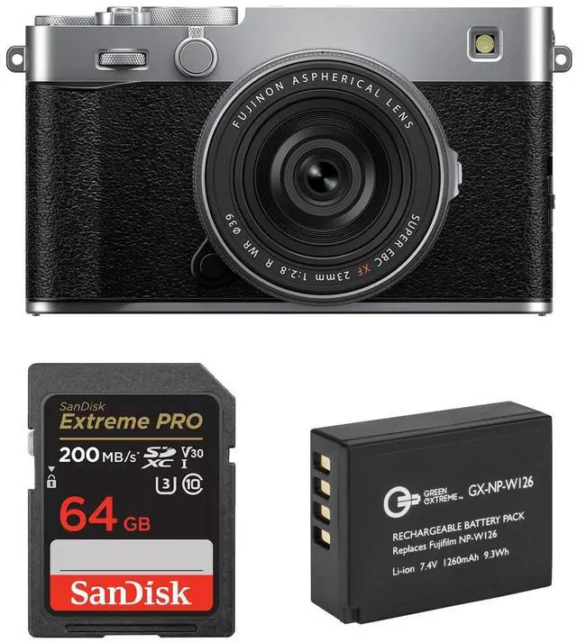 Main image of Fujifilm X-E5 Mirrorless Camera with XF 23mm f/2.8 R WR Lens, Silver, Bundle with 64GB Memory Card and NP-W126 Battery
