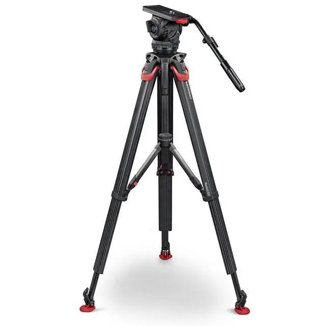 Alt view image 2 of 7 - Sachtler Video 18 S2 Fluid Head with flowtech 100 3-Section Carbon Fiber Tripod, Mid-Level Spreader