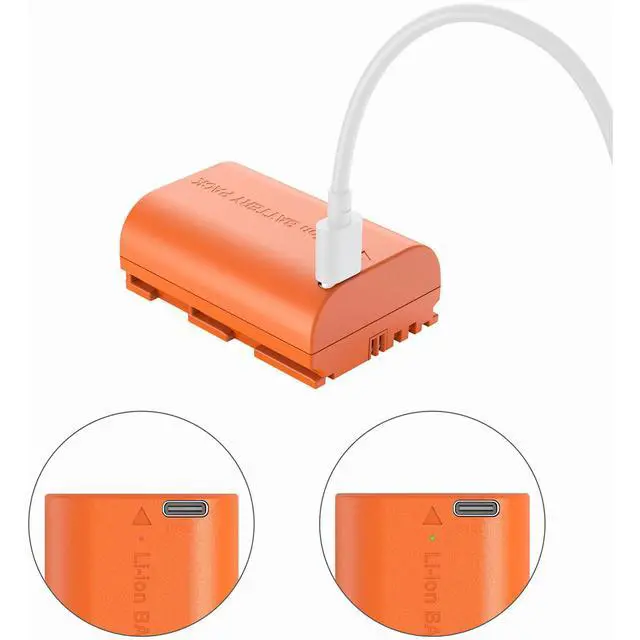 Alt view image 6 of 7 - SmallRig LP-E6NH 17.28Wh 7.2V 2400mAh USB-C Rechargeable Lithium-ion Battery for Canon Cameras, Orange