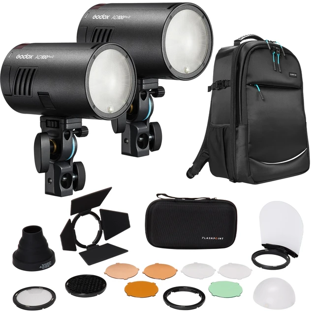 Main image of Godox AD100Pro II Pocket Flash 2-Pack Bundle with Backpack & Accessory Kit
