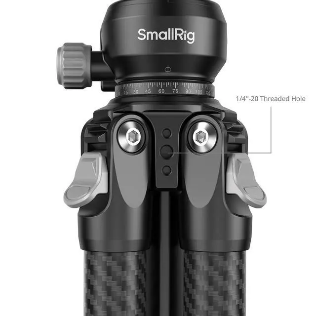Alt view image 3 of 5 - SmallRig 4-Section Carbon Fiber Portable Travel Tripod with Ball Head, Black