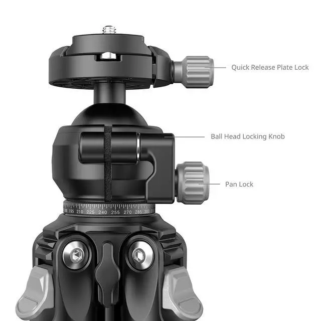 Alt view image 4 of 5 - SmallRig 4-Section Carbon Fiber Portable Travel Tripod with Ball Head, Black