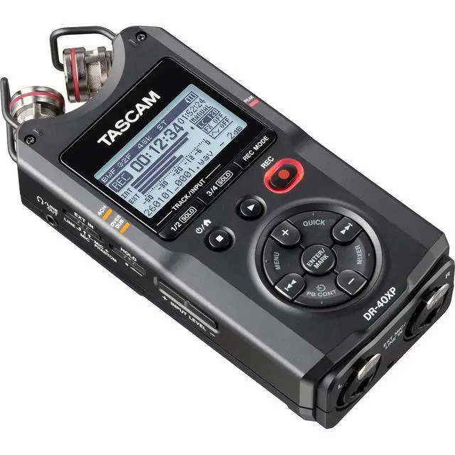 Alt view image 13 of 14 - TASCAM DR-40XP 4-Channel 32-Bit-Float Portable Field Recorder with USB-C Interface and Adjustable Mics