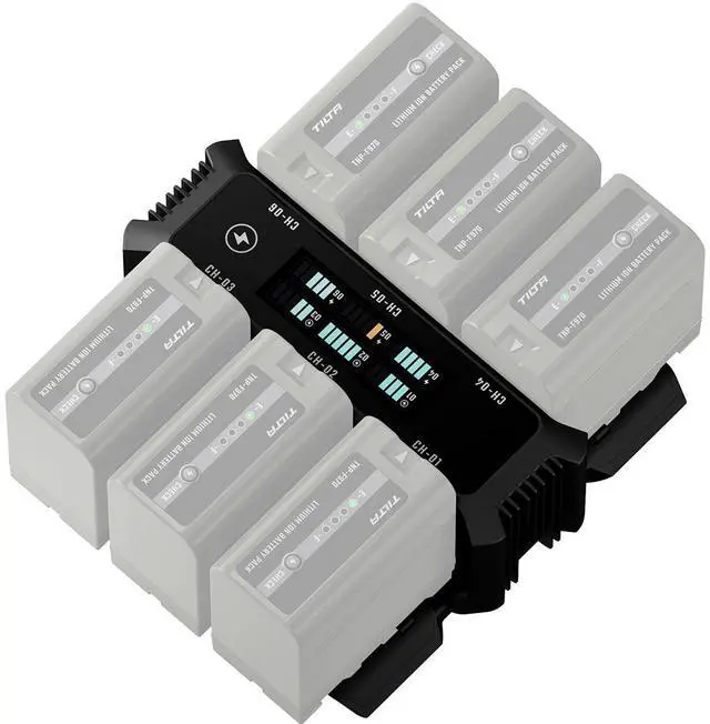 Main image of Tilta 6-Channel Foldable Charging Station for L-Series/NP-F Batteries, Black
